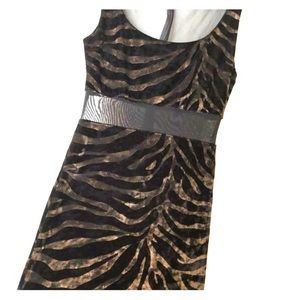 Bebe velvet exotic dress brown gold back